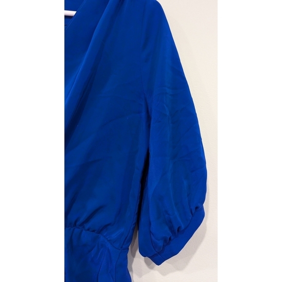 Amanda Uprichard Blue 100% Silk Wrap Front Dress Size Medium - Picture 2 of 7